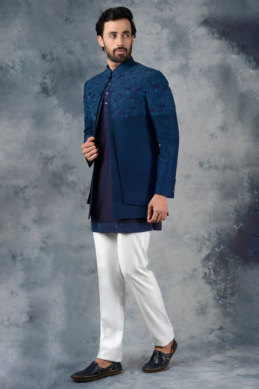 Teal Blue Jodhpuri Suit | Siddhesh Chauhan