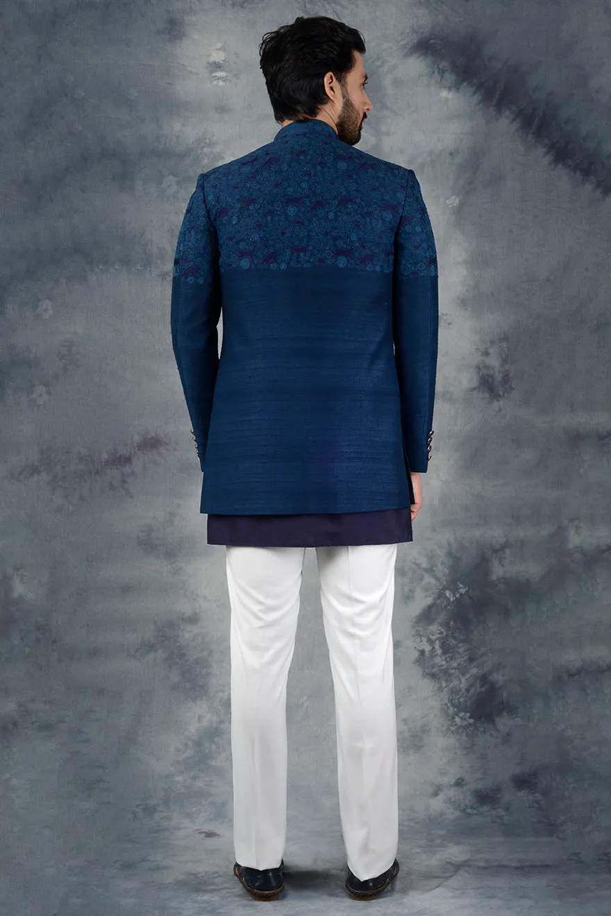 Teal Blue Jodhpuri Suit | Siddhesh Chauhan