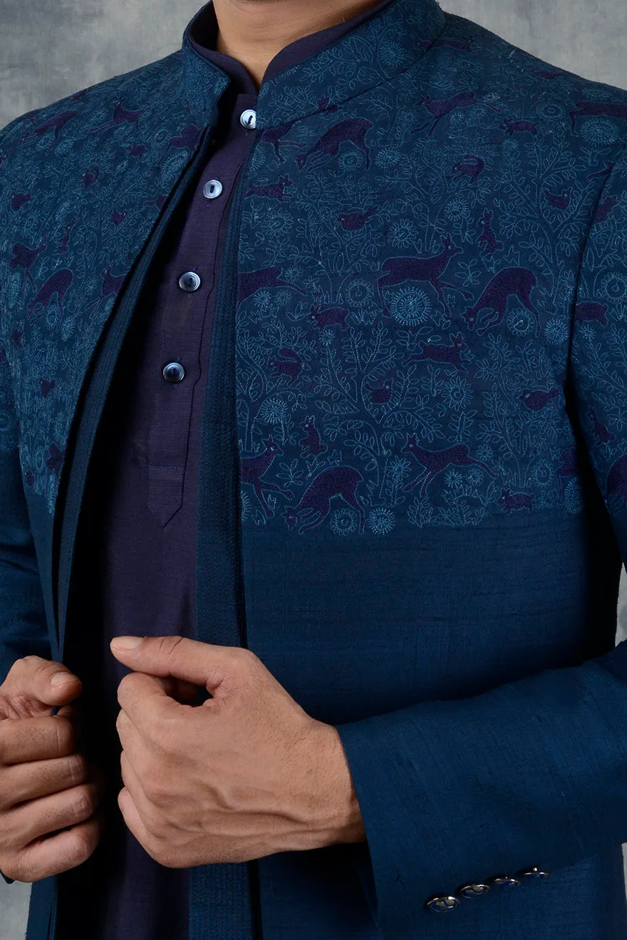 Teal Blue Jodhpuri Suit | Siddhesh Chauhan