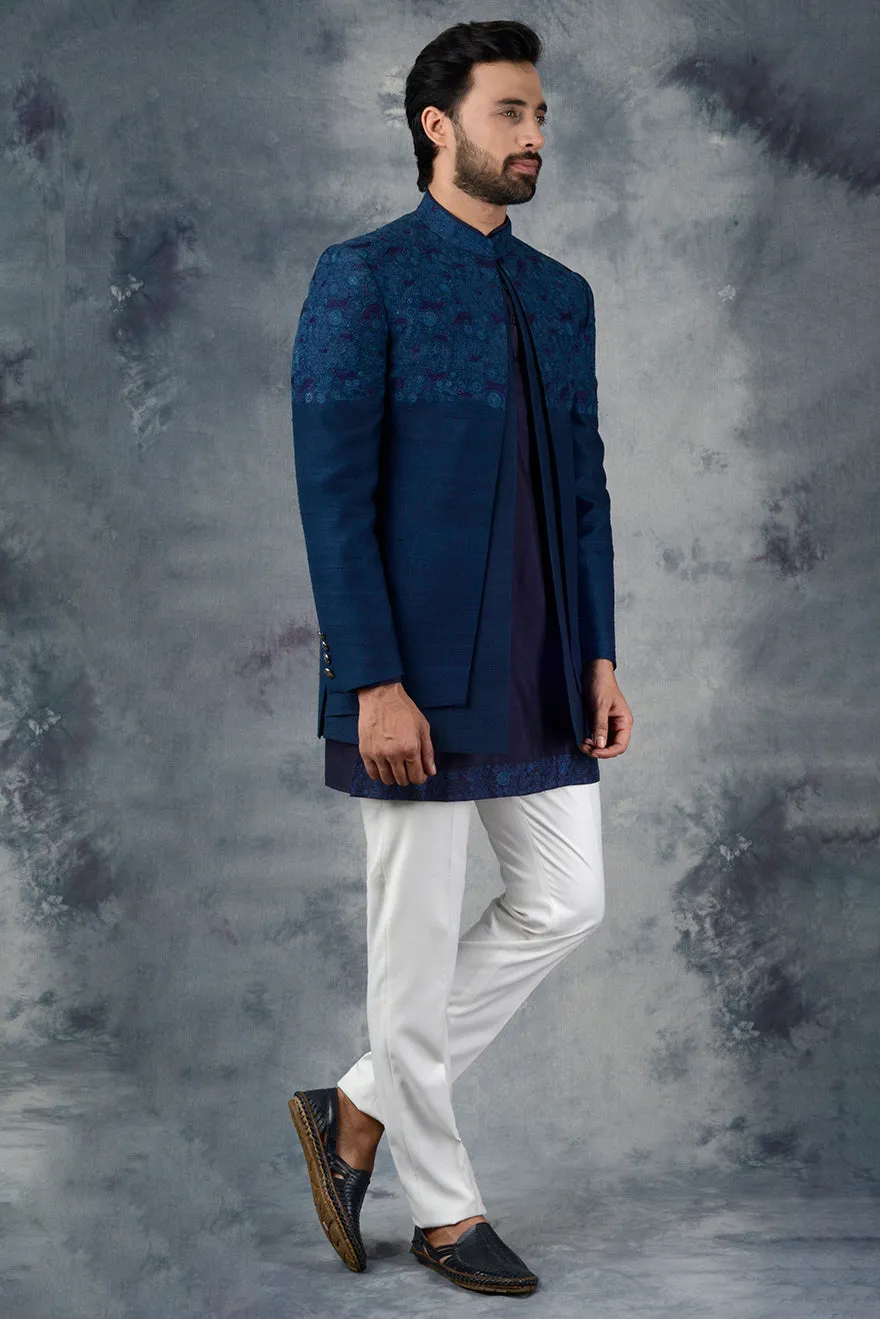 Teal Blue Jodhpuri Suit | Siddhesh Chauhan
