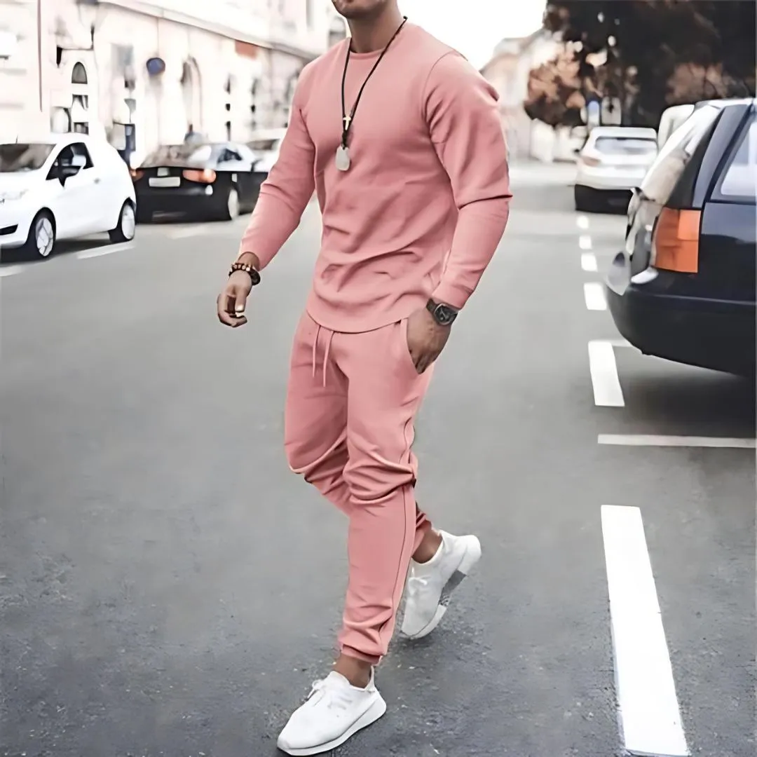 Two Piece Casual Solid Color Track Suit