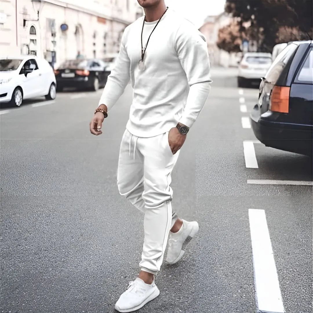 Two Piece Casual Solid Color Track Suit