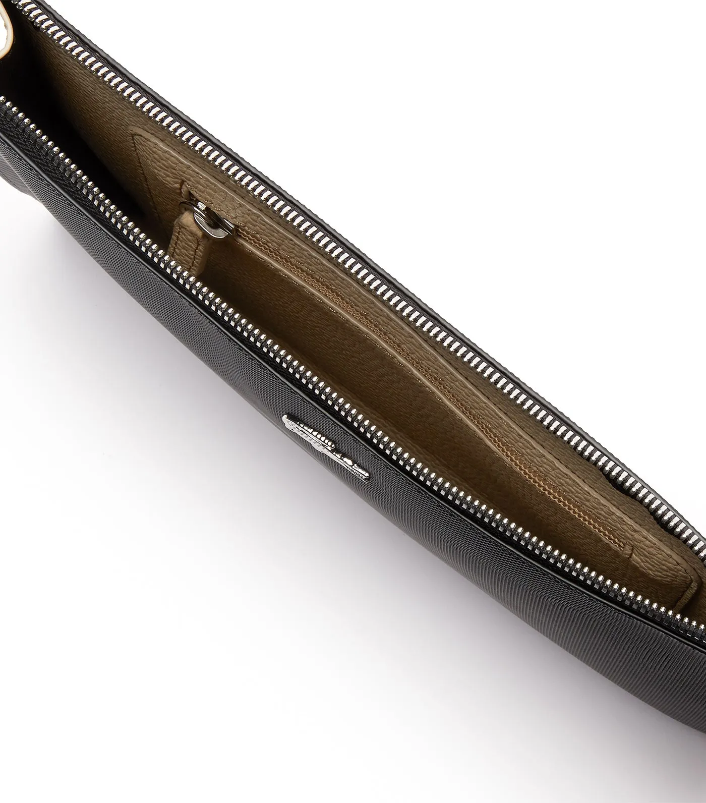 Unisex Anna Coated Piqué Canvas Zip Clutch Noir Krema