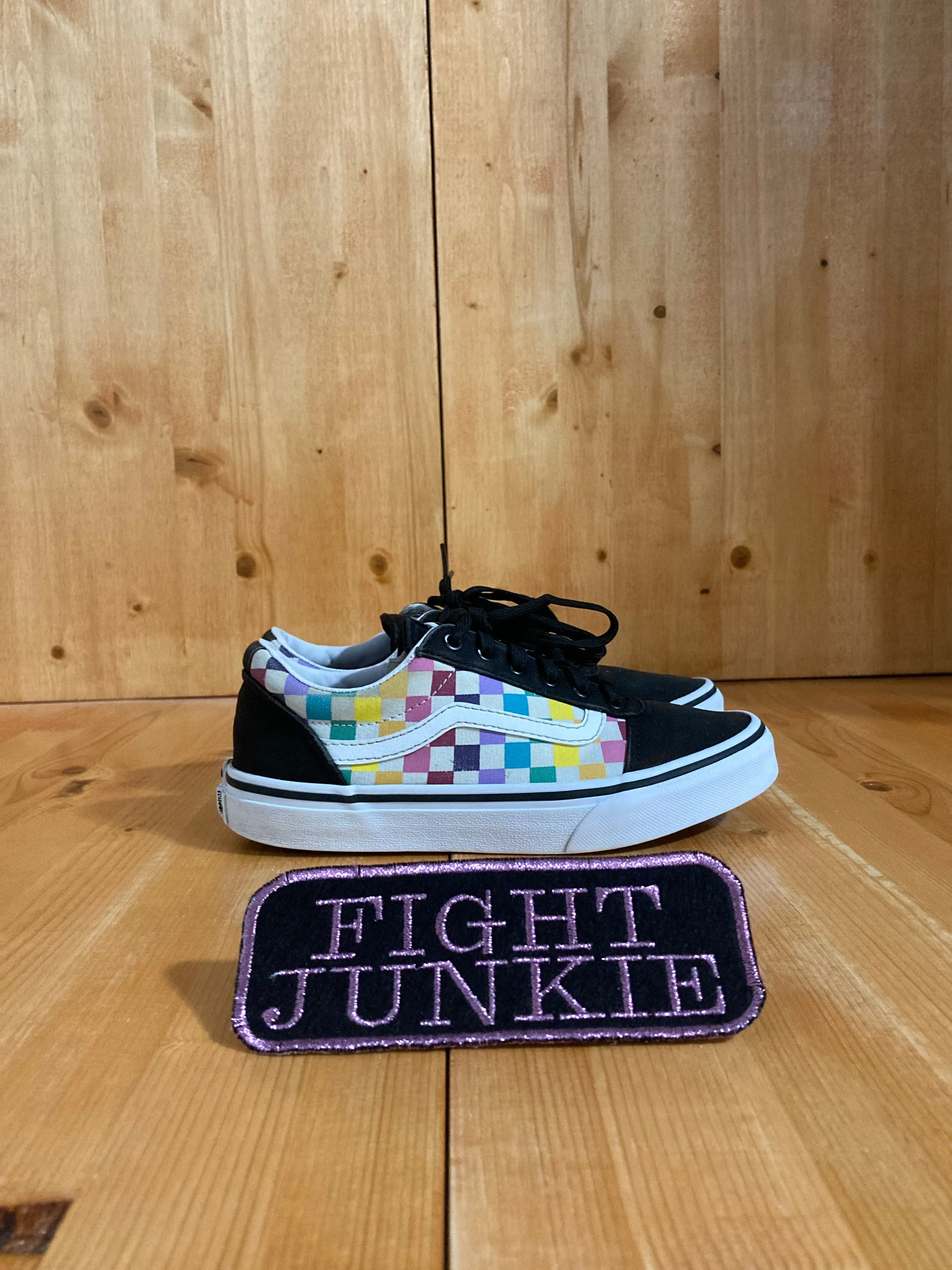 VANS OLD SKOOL CHECKERBOARD Youth Size 2.5 Canvas Skateboarding Shoes Sneakers