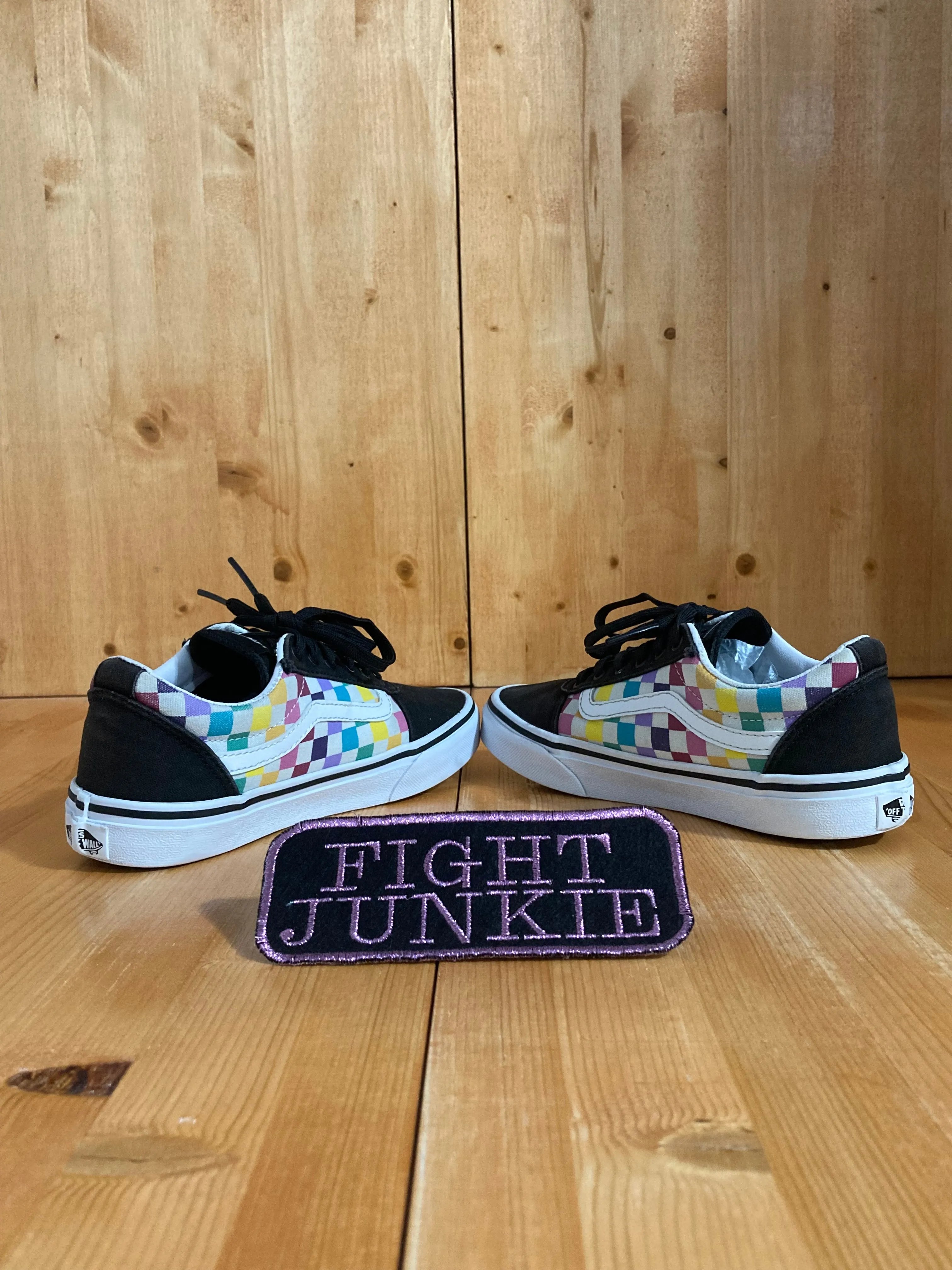 VANS OLD SKOOL CHECKERBOARD Youth Size 2.5 Canvas Skateboarding Shoes Sneakers