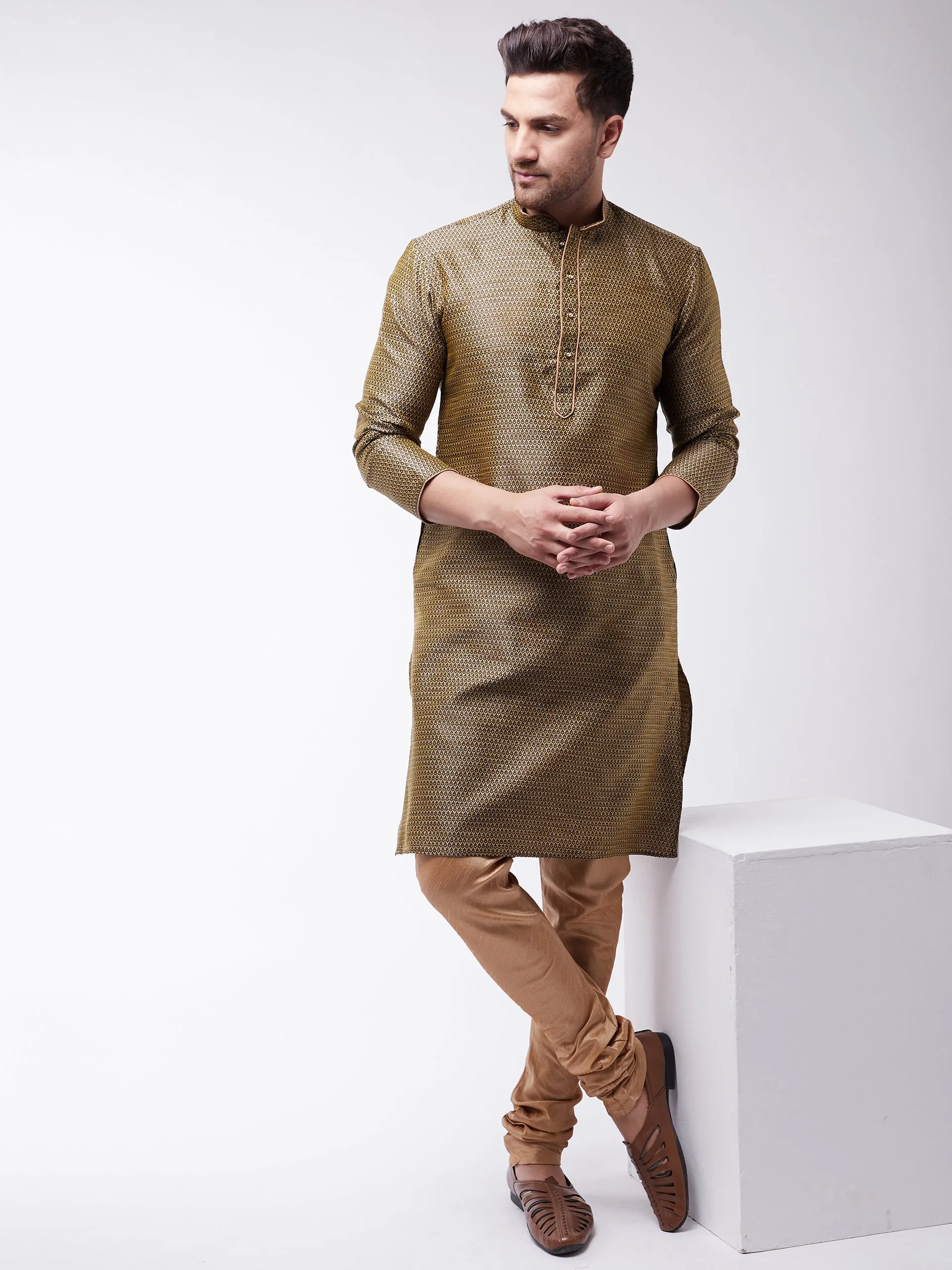 VM By VASTRAMAY Men's Black Silk Blend Kurta