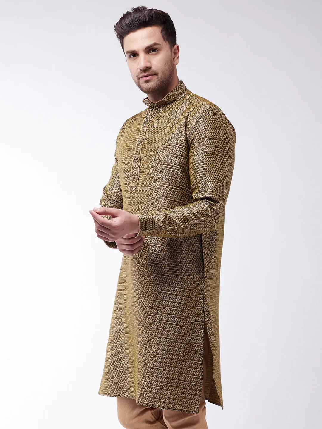 VM By VASTRAMAY Men's Black Silk Blend Kurta