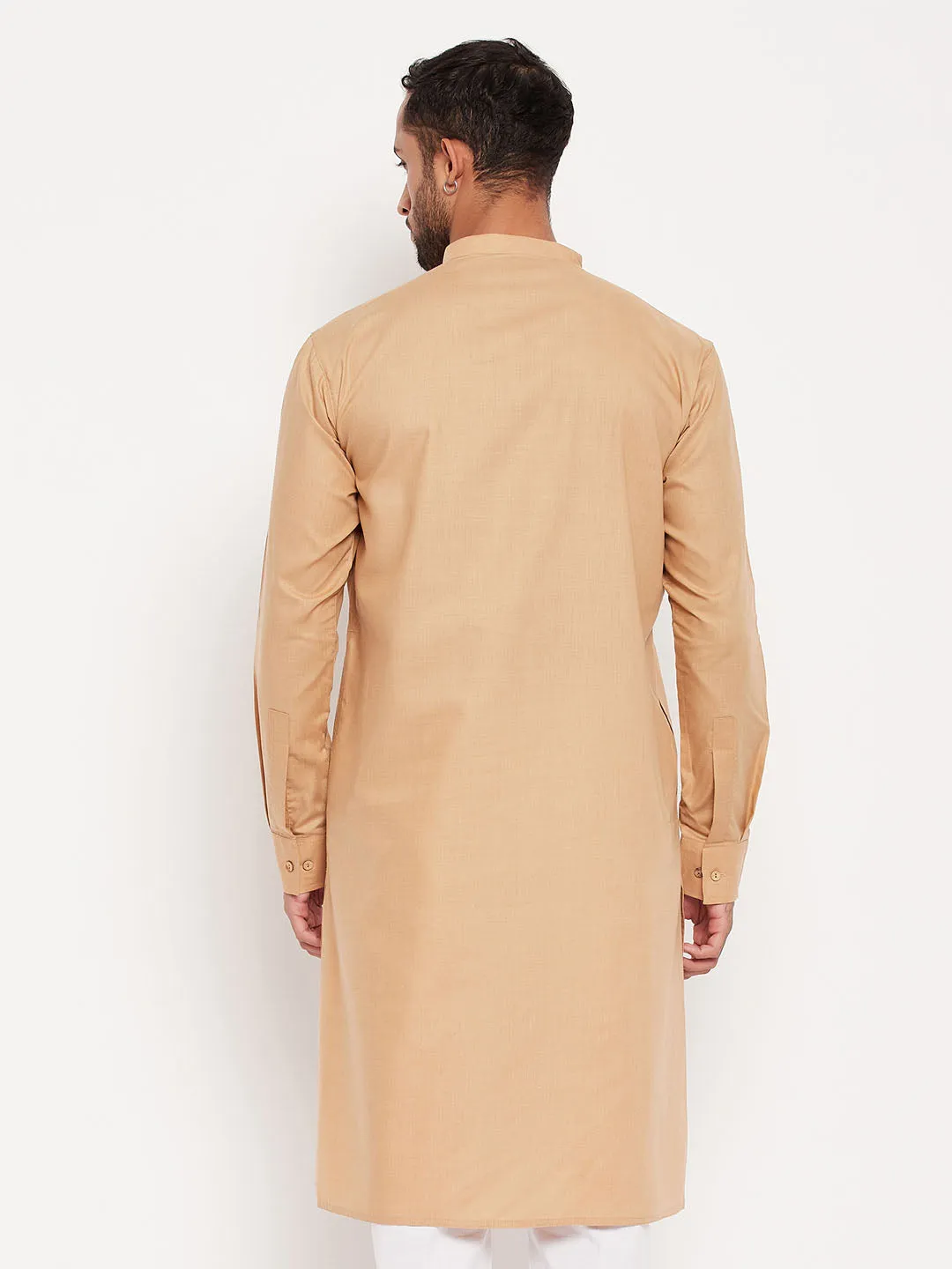 VM BY VASTRAMAY Men's Brown Cotton Blend Kurta