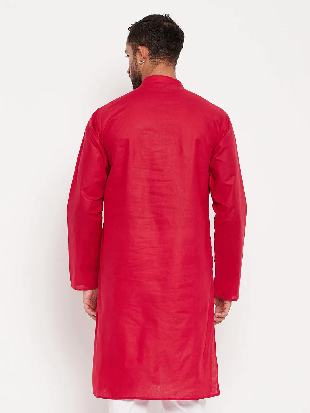 VM BY VASTRAMAY Men's Maroon Cotton Kurta
