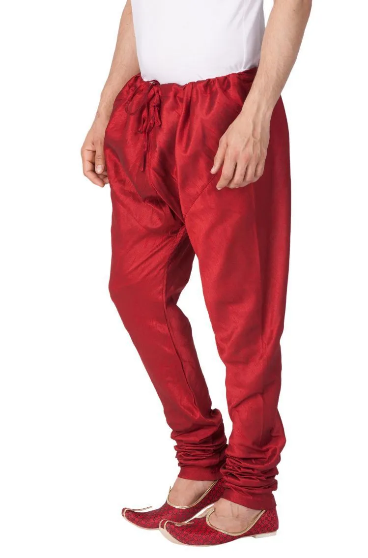 VM By VASTRAMAY Men's Maroon Cotton Silk Blend Pyjama