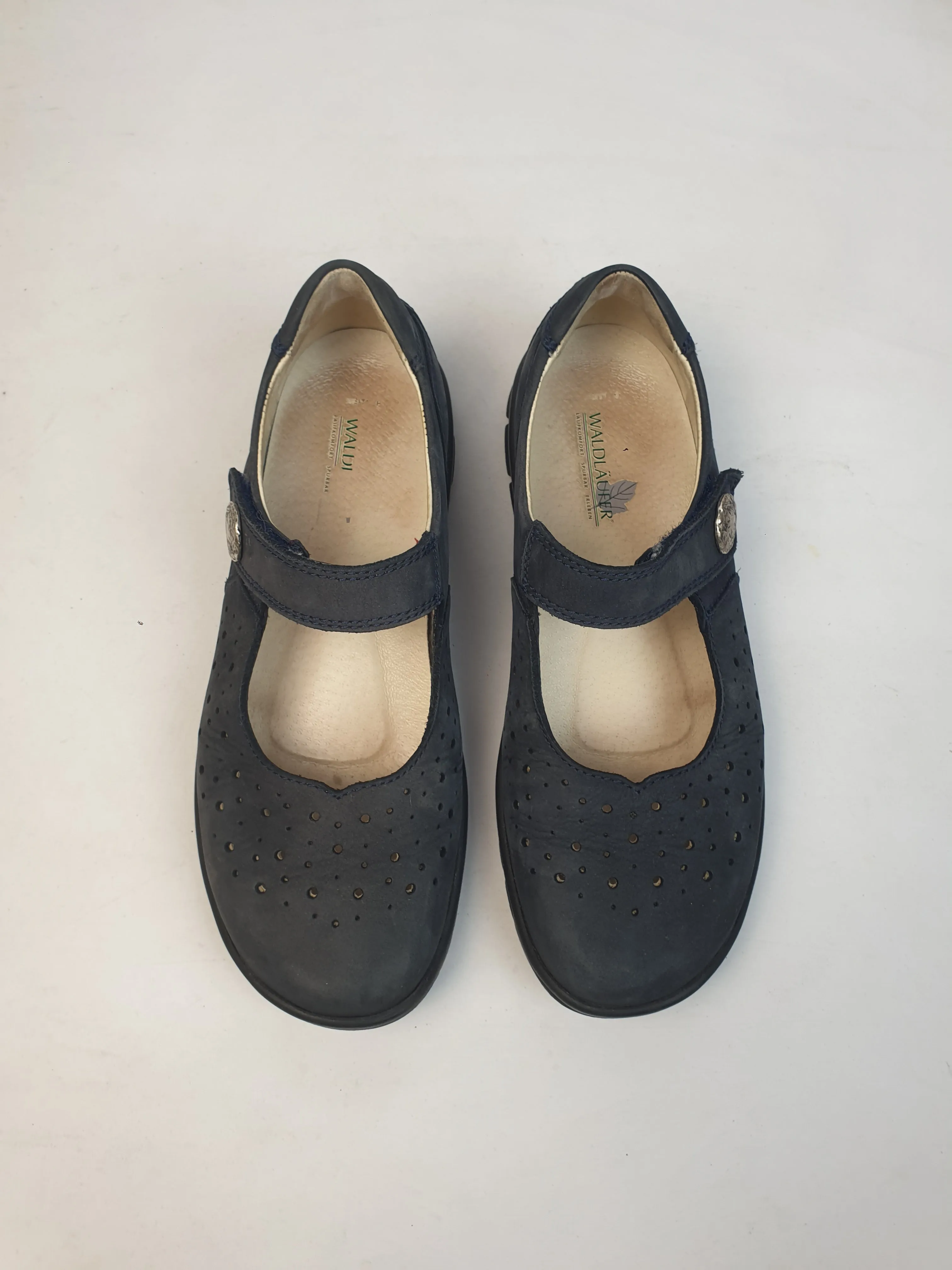 Waldlaufer navy nubuck leather mary jane style shoes size EU 5.5 (fits AU 7.5)