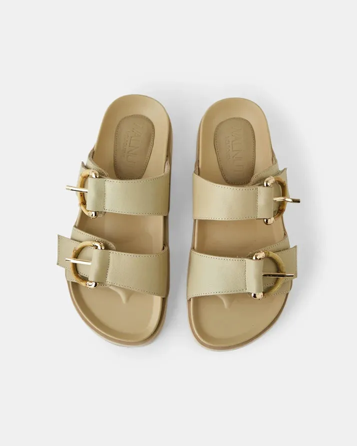 Walnut Mint Leather Slide