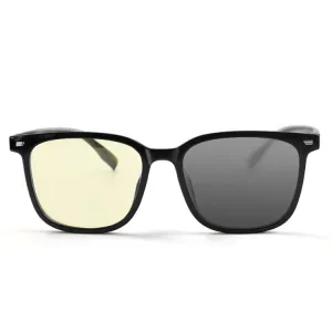 Watching Cell Phone Playing Games Anti-Blue Light Glasses Postoperative Flat Glasses, Color: Black Frame Light Yellow To Gray Lens
