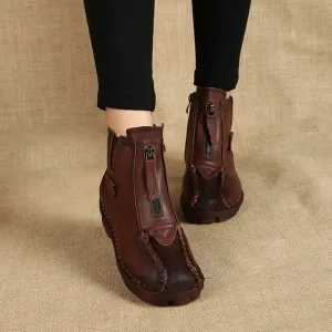 Winter Leather Handmade Retro Short Boots | Gift Shoes
