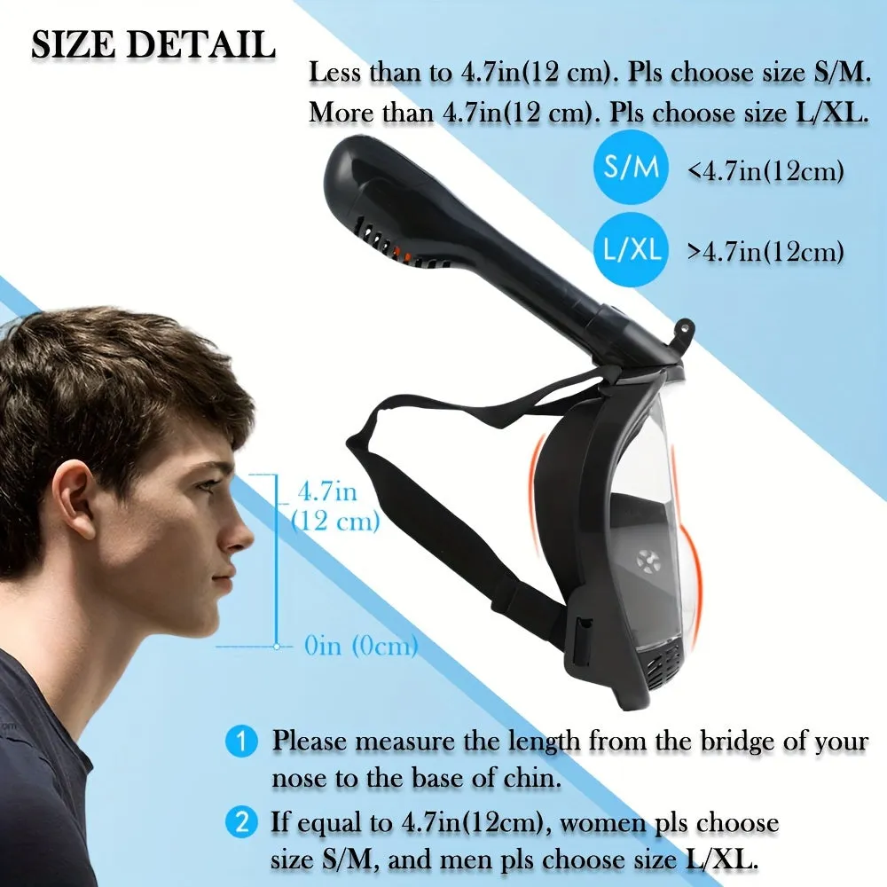 Y3 Full Face Snorkeling Mask 180 View AntiFog AntiLeak Tech