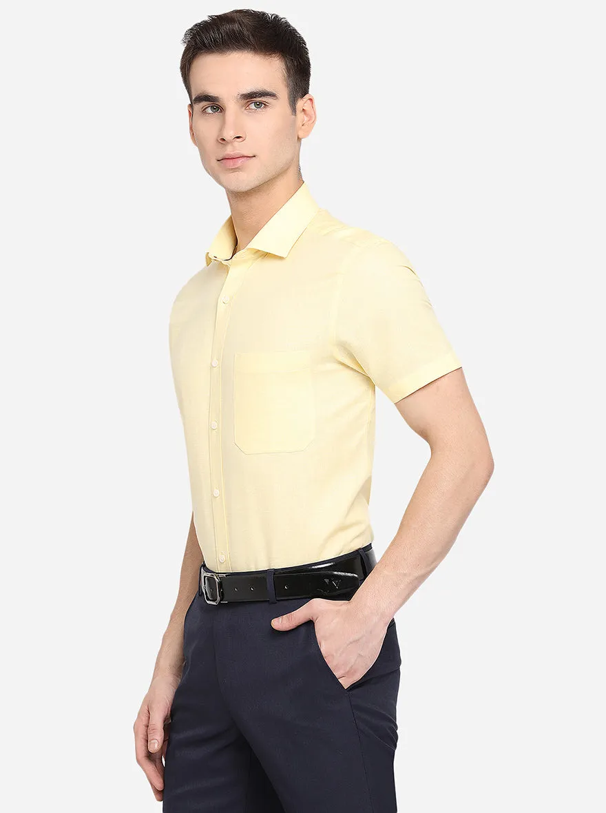 Yellow Solid Slim Fit Formal Shirt | Greenfibre