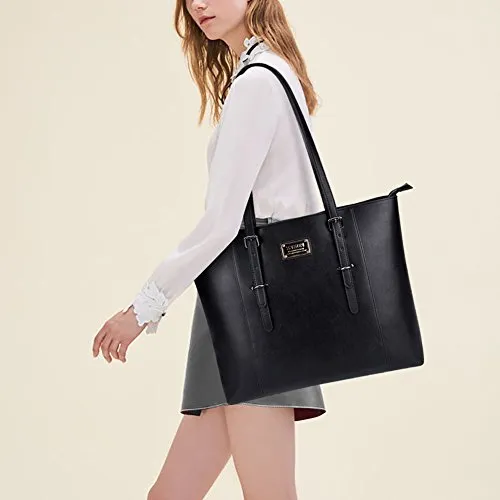 Zysun Laptop Bag,Women Pu Leather Stylish Laptop Tote Briefcase Fit Up To 15.6 In Large Work