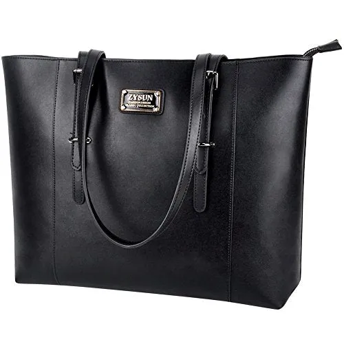 Zysun Laptop Bag,Women Pu Leather Stylish Laptop Tote Briefcase Fit Up To 15.6 In Large Work